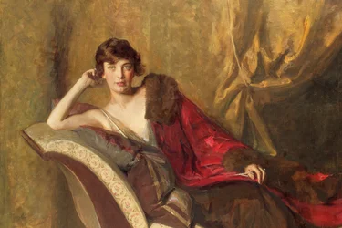 Gräfin Michael Karolyi auf einem Diwan liegend, 1918 (Detail)